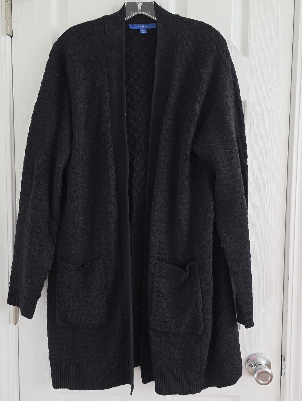 Womens XL Apt 9 Black Textured Duster Cardigan